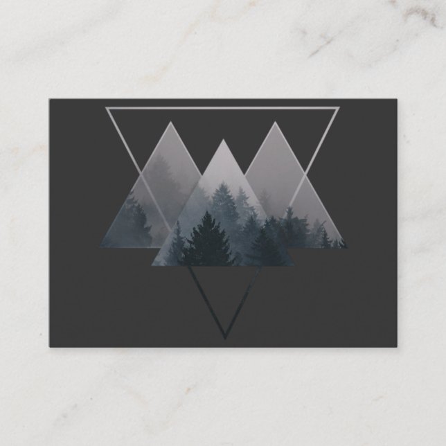 Geometry Triangles Misty Forest Business Card (Front)