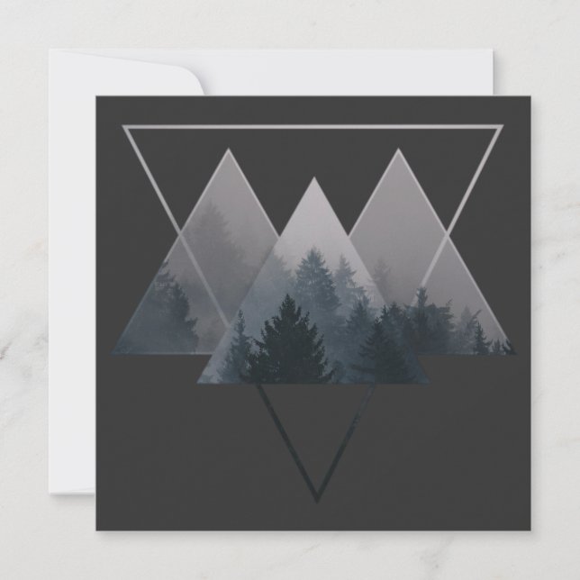 Geometry Triangles Misty Forest Invitation (Front)