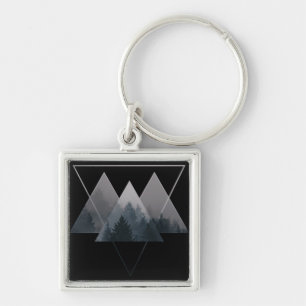 Geometry Triangles Misty Forest Keychain