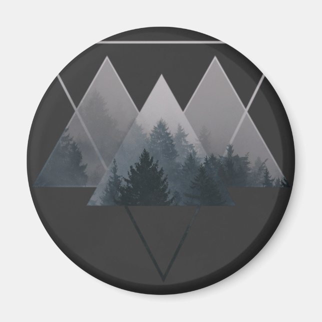 Geometry Triangles Misty Forest Magnet (Front)