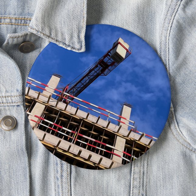 Geometry up in the air 6 inch round button (In Situ)