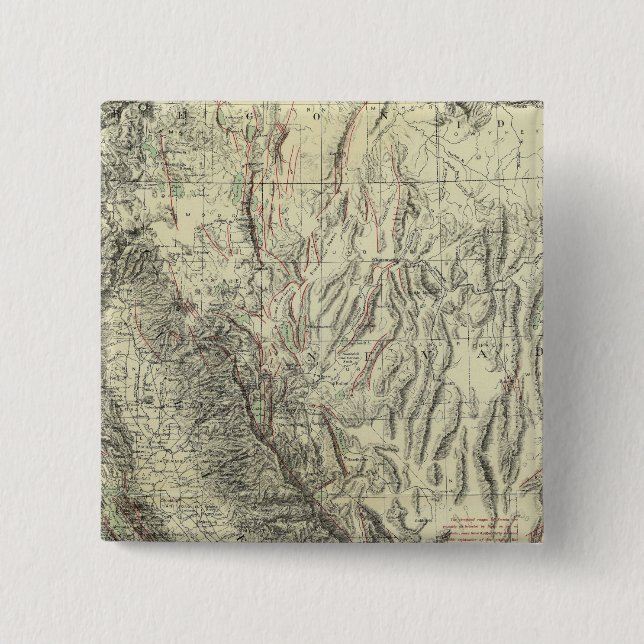 Geomorphic map, California, Nevada 2 Inch Square Button (Front)