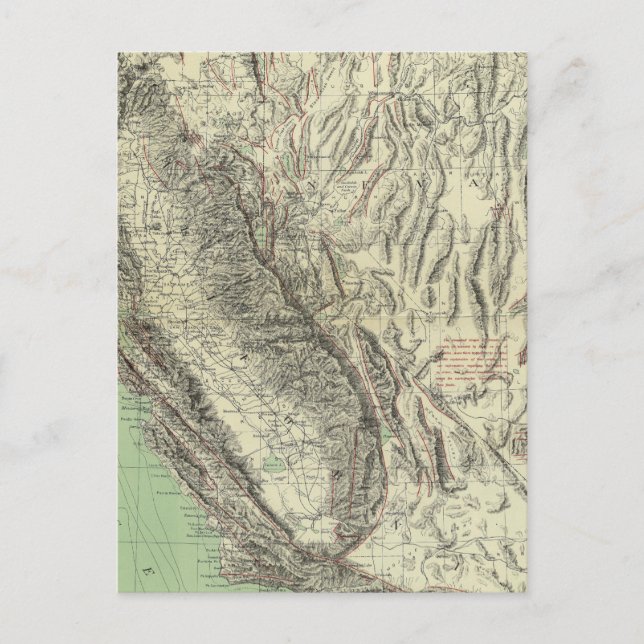 Geomorphic map, California, Nevada Postcard (Front)