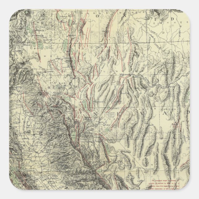 Geomorphic map, California, Nevada Square Sticker (Front)