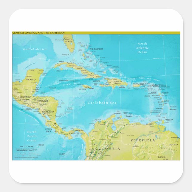 Geopolitical Regional Map of Central America Square Sticker (Front)