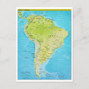 Geopolitical Regional Map of South America Postcard