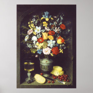 Georg Flegel  Big piece of flowers (in niche) Poster
