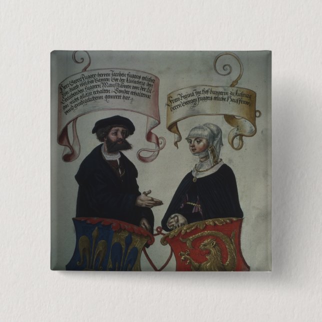 Georg Fugger his wife Regina Imhoff, 'Geheim 2 Inch Square Button (Front)