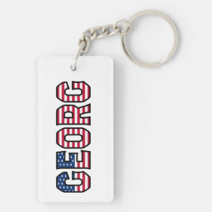 Georg Name First Name USA Flag Keychain