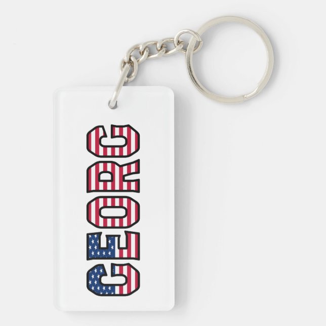 Georg Name First Name USA Flag Keychain (Back)