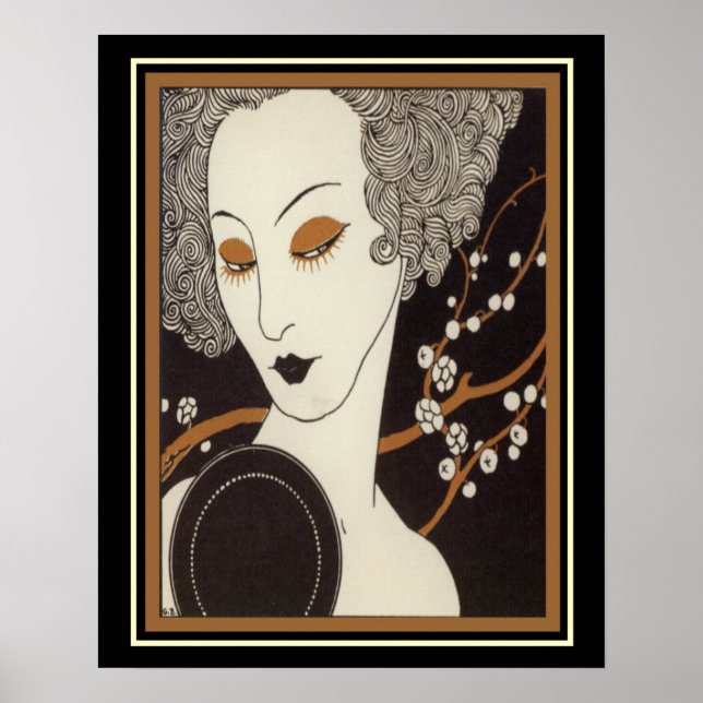 George Barbier Art Déco "Girl With Mirror" 16 x 20 (Devant)