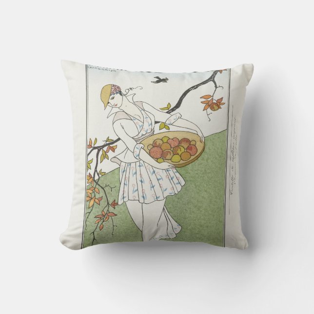 George Barbier Costumes Parisiens #179 Throw Pillow (Front)