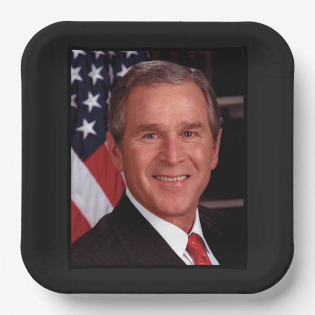 George Bush 43rd US American President Photo Paper Plate (Front)