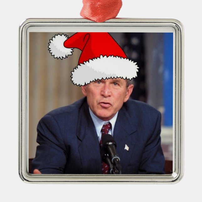 George Bush/Christmas Metal Ornament (Front)