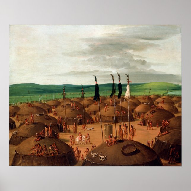 George Catlin Bird’s-eye View of the Mandan Poster (Front)
