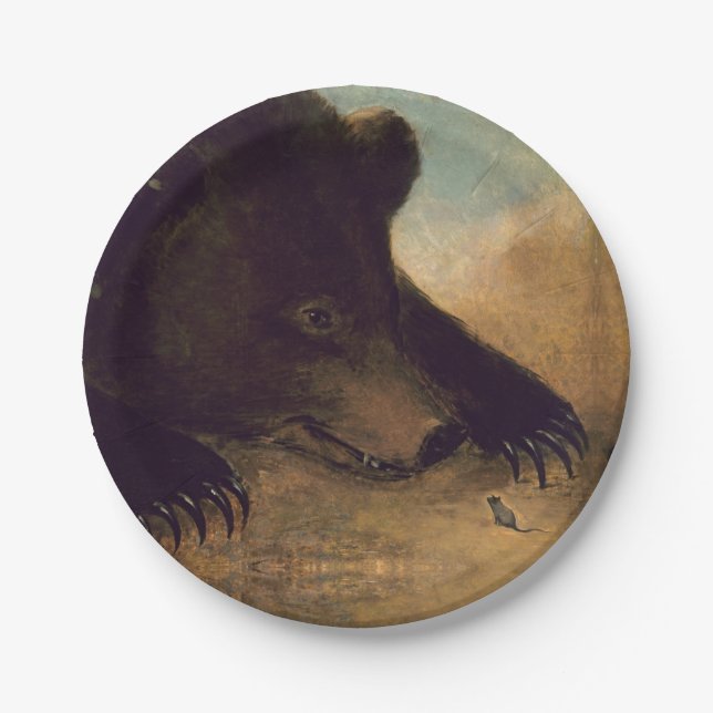 George Catlin - Grizzly Bear and Mouse Paper Plate (Front)
