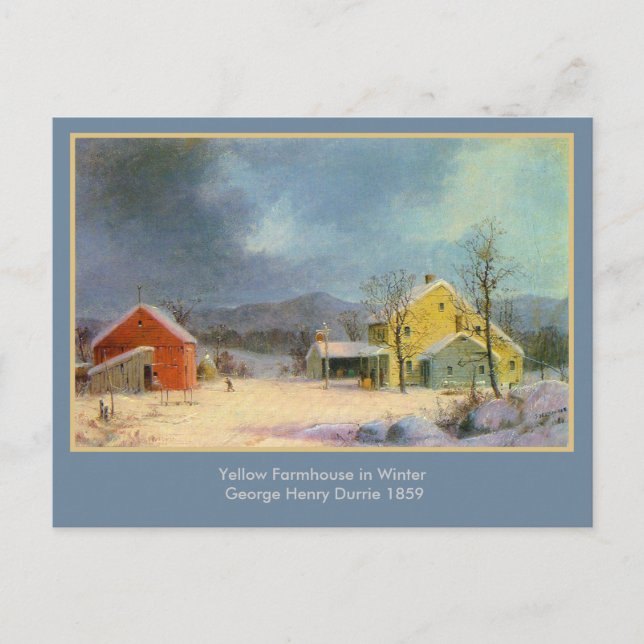 George Durrie Yellow Rustic Country Farmhouse Postcard (Front)