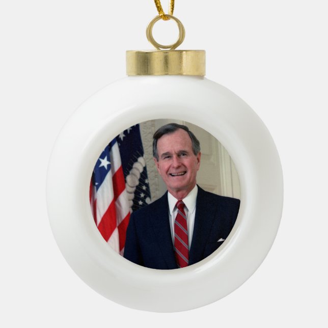 George H. W. Bush Ceramic Ball Christmas Ornament (Front)