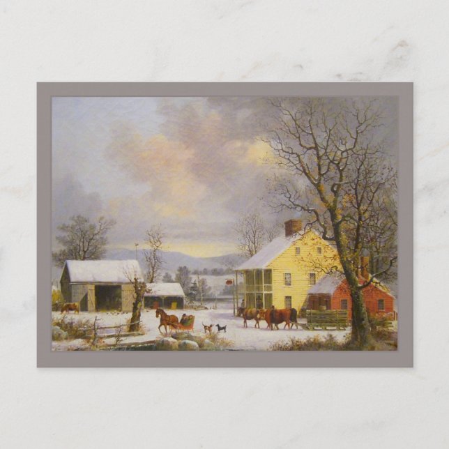 George Henry Durrie Rustic Winter in the Country Postcard (Front)