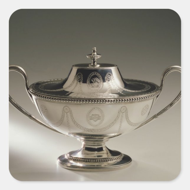 George III sauce tureen and cover Square Sticker (Front)