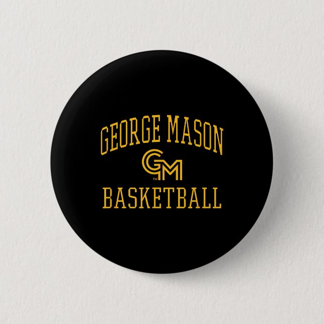 George Mason Patriots Sketll Screen Green  2 Inch Round Button (Front)