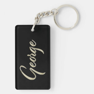 George Name whitegold key trailer Keychain