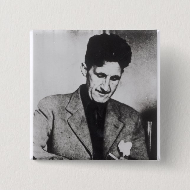 George Orwell 2 Inch Square Button (Front)