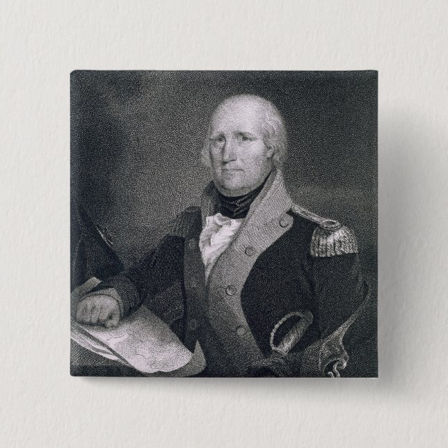 George Rogers Clark (1752-1818) engraved by Thomas 2 Inch Square Button (Front)