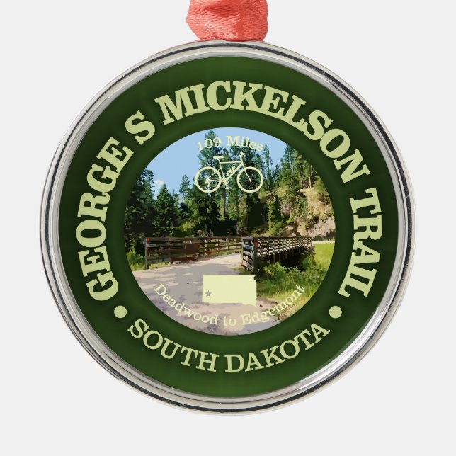 George S Mickelson Trail, South Dakota. Metal Ornament (Front)