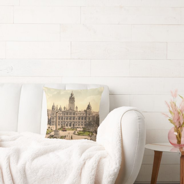 George Square, Glasgow, Scotland Throw Pillow (Couch)