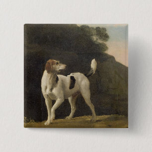 George Stubbs A Foxhound, c.1760 (oil on paper l 2 Inch Square Button