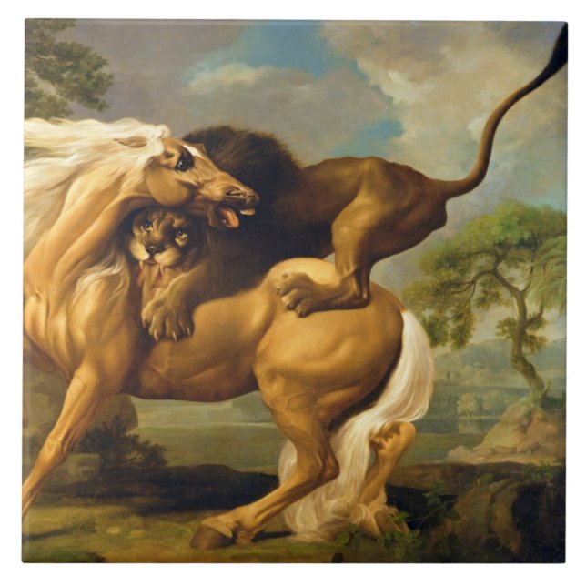 George Stubbs | A Lion Attacking a Horse, c.1762 ( Tile (Front)
