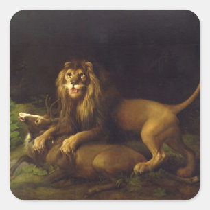 George Stubbs   A Lion Attacking a Stag, c.1765 (o Square Sticker