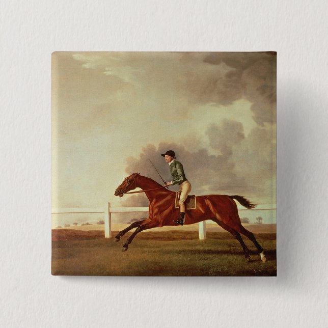 George Stubbs | Bay Malton with John Singleton Up, 2 Inch Square Button (Front)