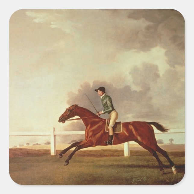 George Stubbs | Bay Malton with John Singleton Up, Square Sticker (Front)