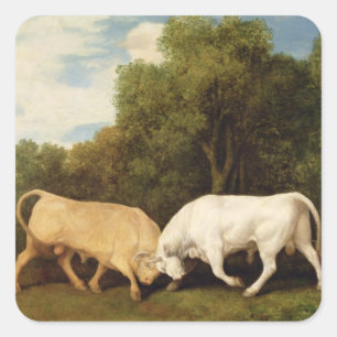 George Stubbs Bulls Fighting, 1786 (oil on panel Square Sticker