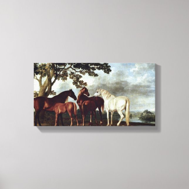 George Stubbs - Mares and Foals in a Landscape Canvas Print (Front)