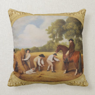 George Stubbs Reapers, 1795 (enamel on biscuit e Throw Pillow