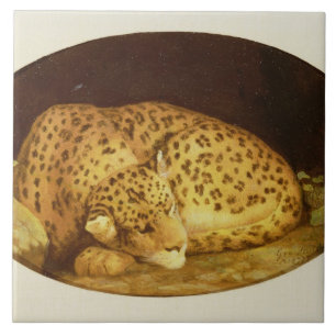 George Stubbs Sleeping Leopard, 1777 (enamel on Tile