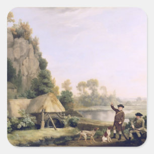 George Stubbs Two Gentlemen Going a Shooting, wi Square Sticker