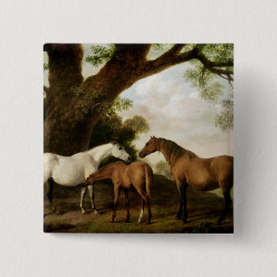 George Stubbs   Two Shafto Mares and a Foal, 1774 2 Inch Square Button