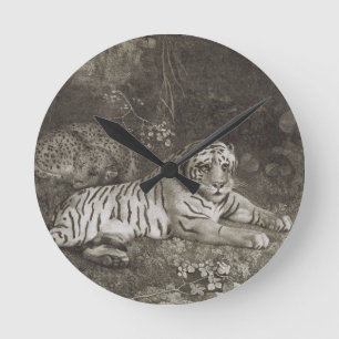 George Stubbs Two Tygers, engraved by the artist Round Clock