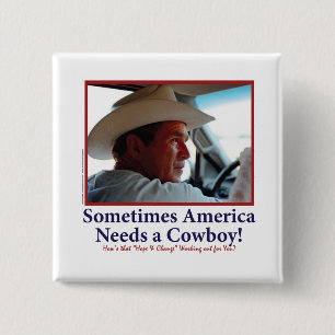 George W Bush in Cowboy Hat 2 Inch Square Button