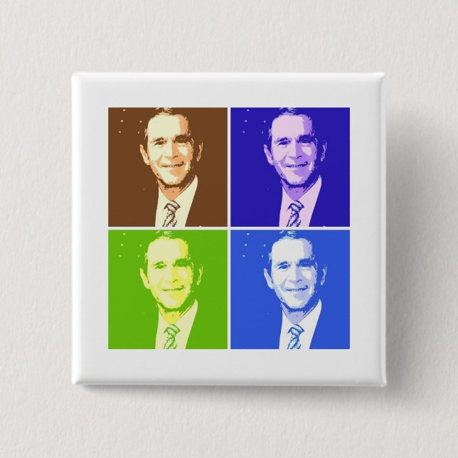 George W Bush Pop Art 2 Inch Square Button (Front)