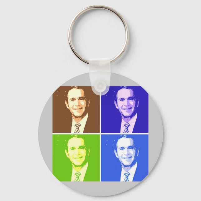 George W Bush Pop Art Keychain (Front)
