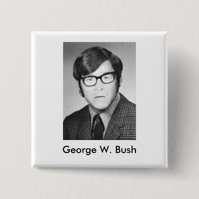 George W. Bush Yearbook photo 2 Inch Square Button (Front)