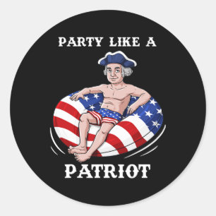 George Washington 4th Of July USA Patriot Fun Classic Round Sticker