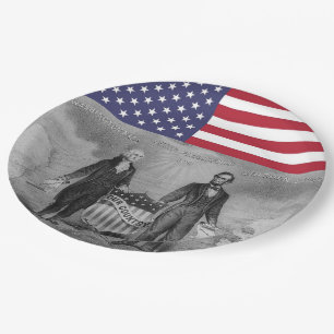 George Washington Abraham Lincoln American Flag Paper Plate