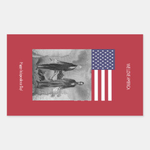 George Washington Abraham Lincoln American Flag Sticker
