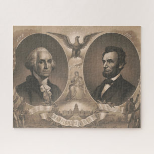 George Washington Abraham Lincoln Eagle Patriotic  Jigsaw Puzzle
